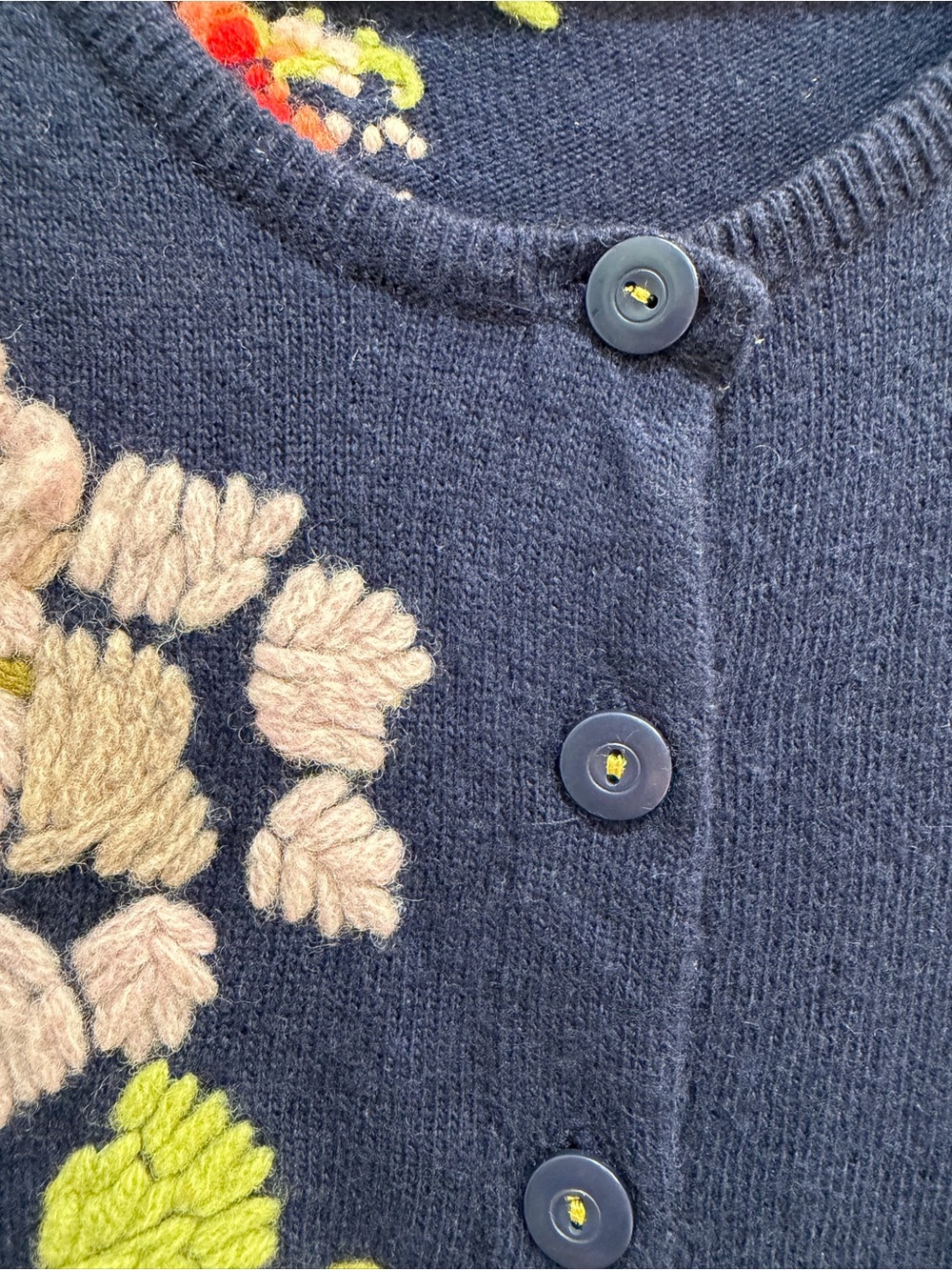 Anthropologie Anemone Bloom Embroidered Button Down Cardigan Blue Wool Twee Sz M - Picture 5 of 14